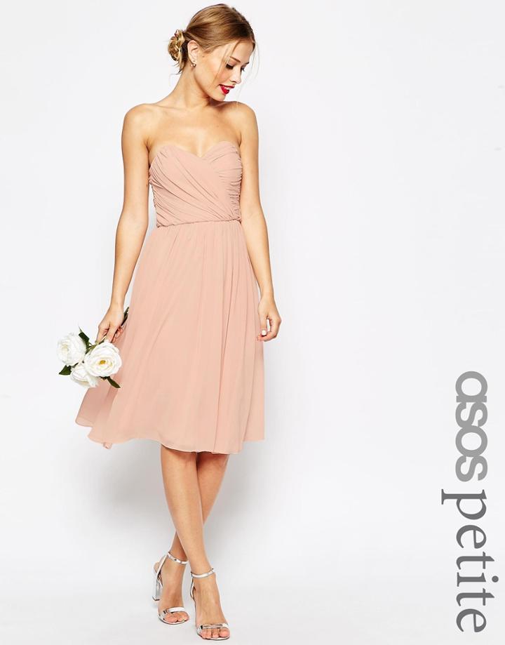 Asos Petite Wedding Bandeau Midi Dress - Nude