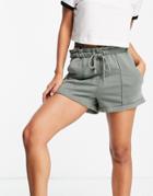 Abercrombie & Fitch Paperbag Tie Waist Short In Green