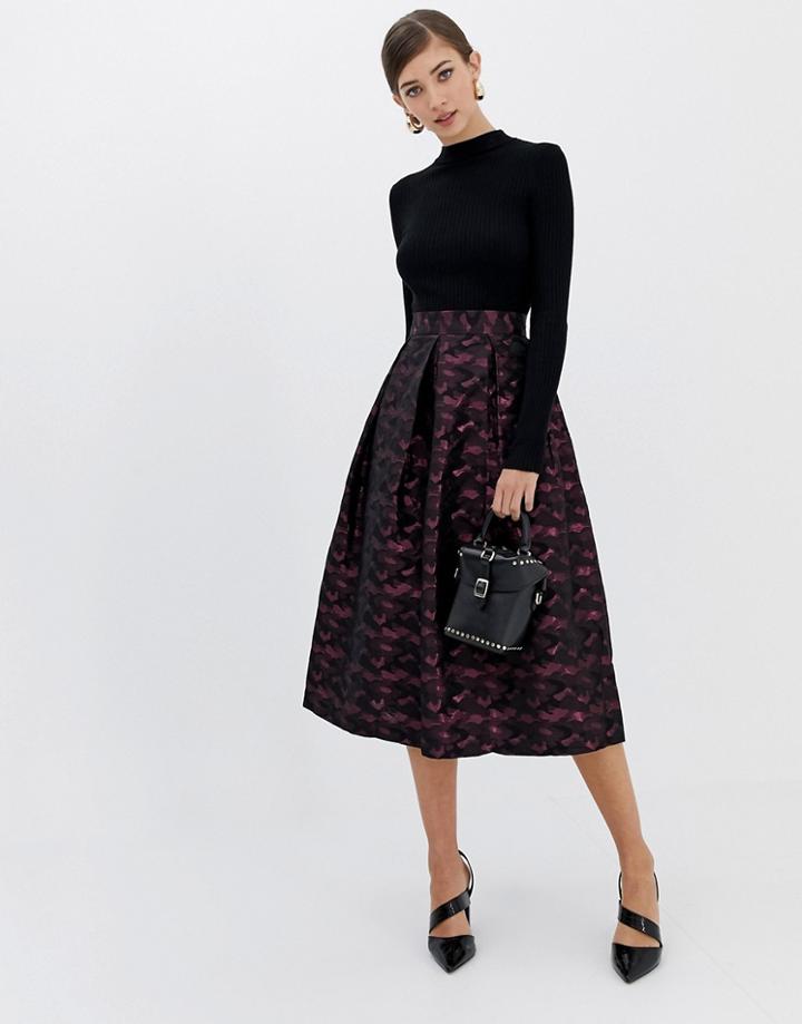 Closet Camo Print Pleated Skirt - Purple