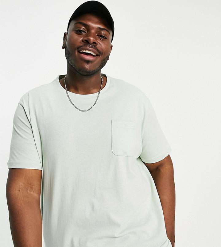Threadbare Plus Short Sleeve Pocket T-shirt In Sage-multi