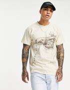 Mennace X Van Gogh Oversized T-shirt In Beige With Large Placement Print-neutral