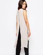 Love Split Back Tunic With High Neck - Beige