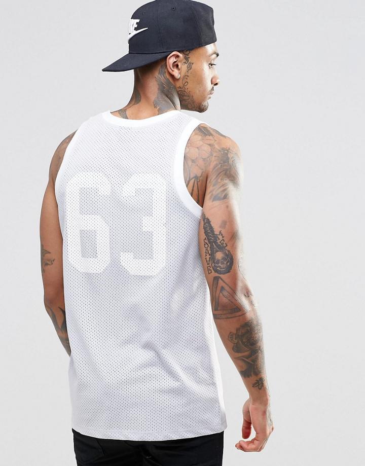 Asos Mesh Longline Vest With Number Print - Gray