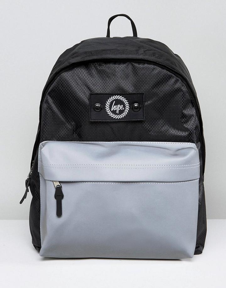 Hype Backpack In Black With Reflective Pocket - Black
