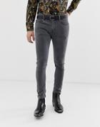 Allsaints Cigarette Fit Jean With Skinny Stretch In Black Wash - Black