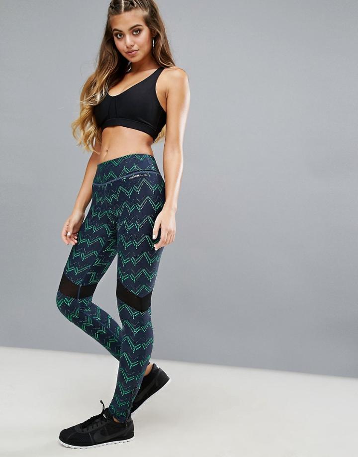 O'neil Green/black Chevron Leggings - Multi