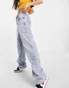 River Island 90s Straight Cut Acid Wash Jeans In Light Blue-blues