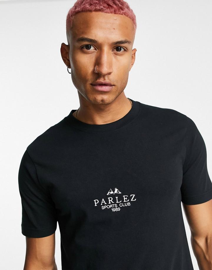 Parlez Sports Club Embroidered T-shirt In Black