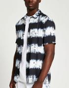 River Island Short Sleeve Tie Dye Shirt In Black