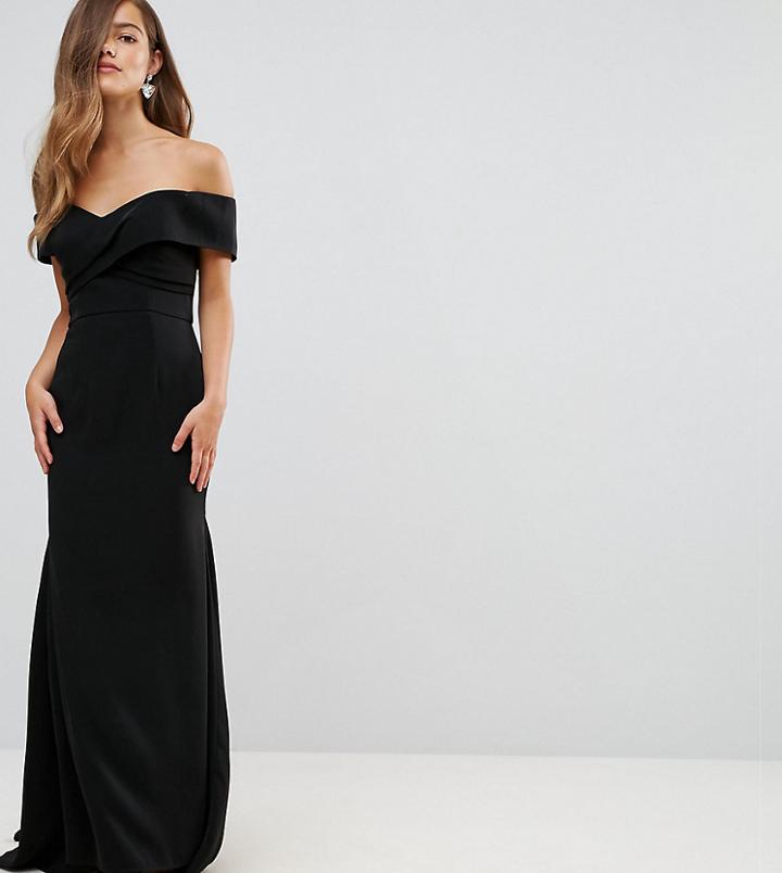 Jarlo Petite Off Shoulder Overlay Maxi Dress - Black