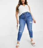 River Island Plus High Rise Skinny Jean In Dark Blue