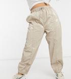 Collusion Plus High Shine Sweatpants In Beige-neutral