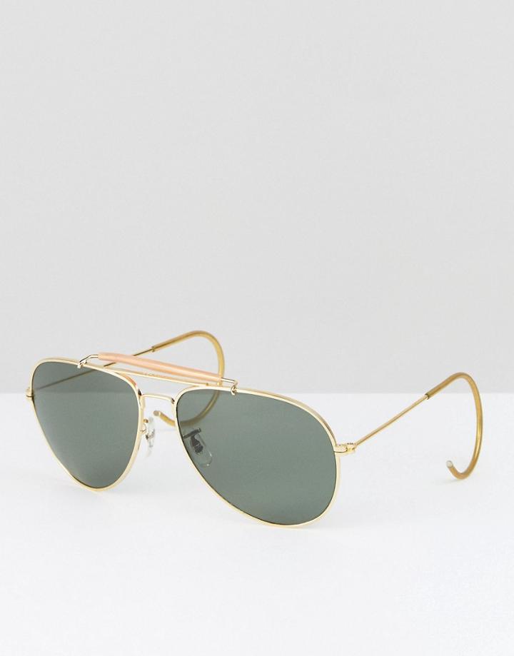 Reclaimed Vintage Inspired Aviator Sunglasses In Gold - Gold