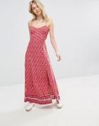 Hollister Smock Maxi Dress With Tile Print Detail - Red