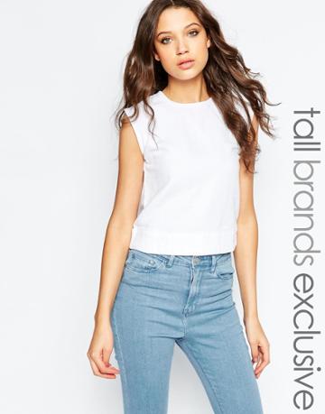 Waven Tall Tini Denim Crop Top - White
