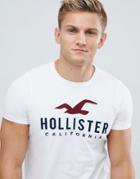 Hollister Muscle Fit T-shirt Tech Logo In White - White