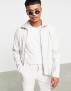 Asos Design Set Smart Track Jacket In Ice Gray-grey