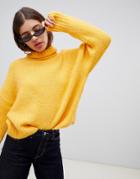 Weekday Roll Neck Sweater In Yellow - Yellow