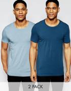 Asos Muscle T-shirt With Crew Neck In Light Blue And Dark Blue Save 17%