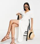 The Frolic Exclusive Beach Wrap Dress In White