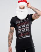 Asos Holidays Longline Muscle T-shirt With Dancing Reindeer Fairisle P