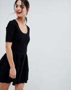 Asos Design Dress In Structured Yarn And Stitch Detail - Black