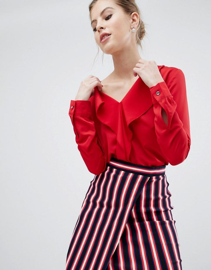 Vesper Waterfall Front Blouse - Red
