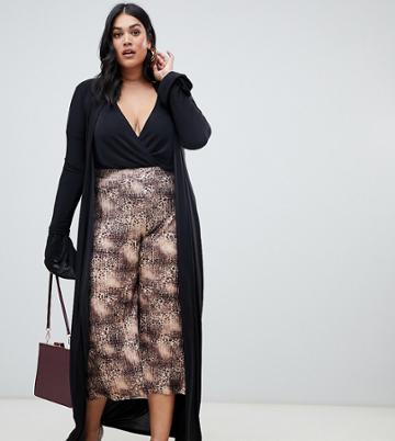 Prettylittlething Plus Slinky Duster Coat In Black - Black