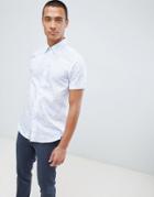 Ted Baker Short Sleeve Shirt In White With Leaf Print - White