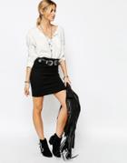New Look Textured Mini Skirt With Zip - Black
