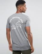 Asos Longline T-shirt With Two Become One Chest And Back Print In Skater Fit - Gray