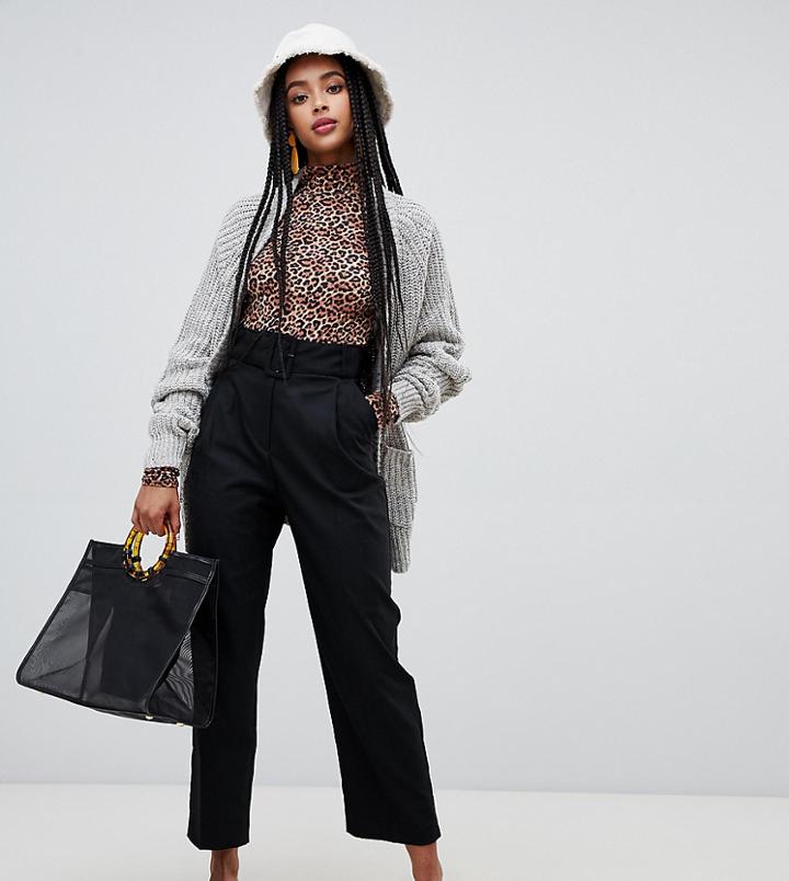 Monki High Waist Belted Tailored Pants-black