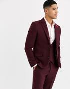 Gianni Feraud Winter Wedding Slim Fit Tweed Wool Blend Suit Jacket-red