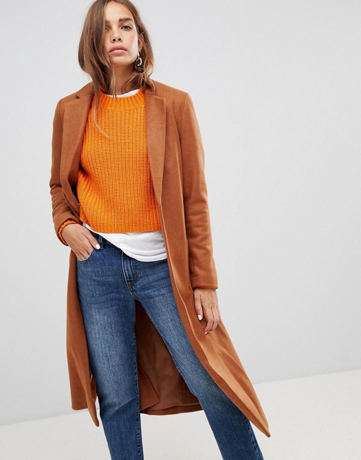 New Look Tailored Maxi Coat - Tan