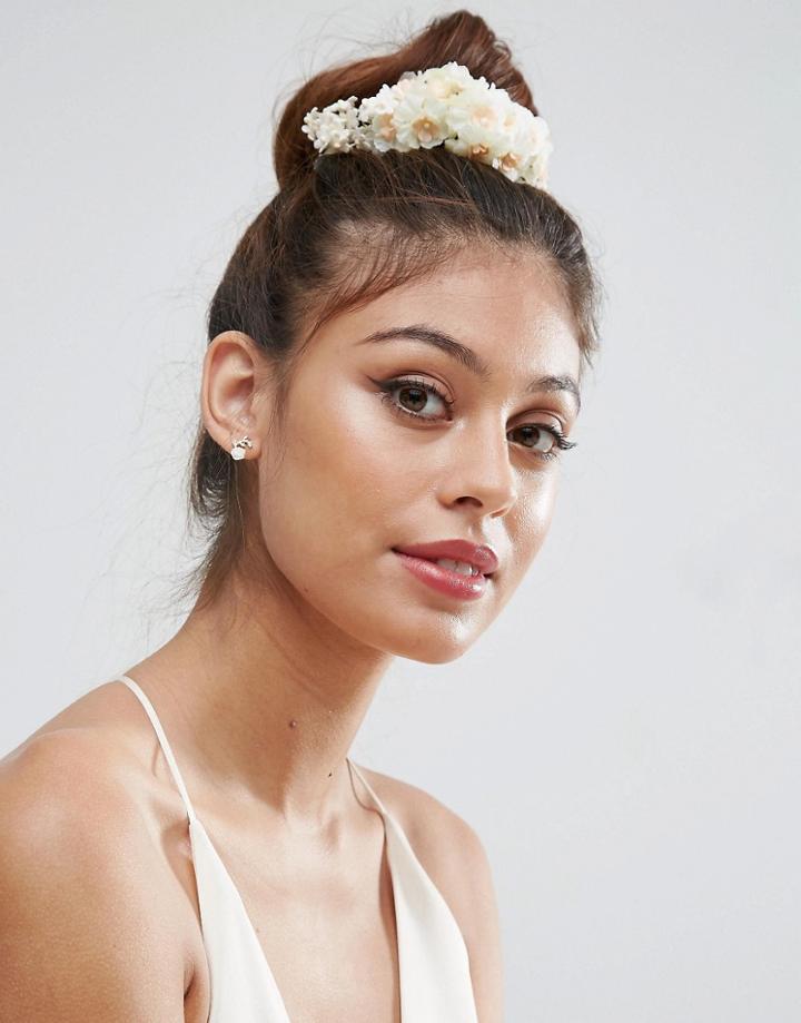 Asos Wedding Floral Bunholder Hair Tie - Cream