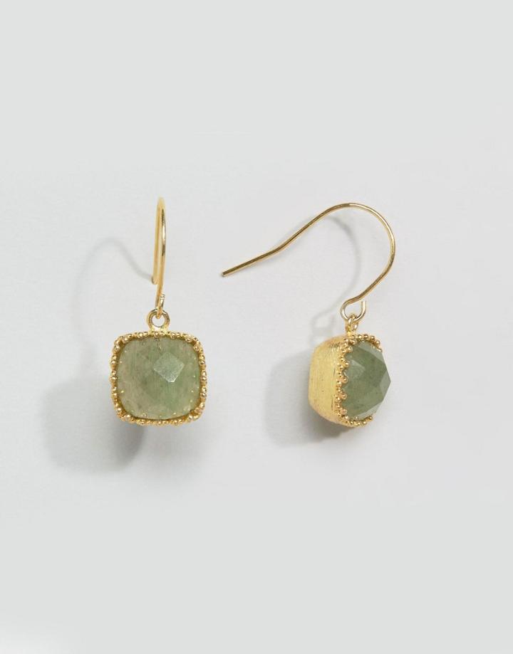 Pieces Karina Semi Precious Stone Drop Earrings - Silver
