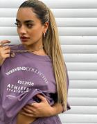 Asos Weekend Collective Oversized T-shirt With Arch Logo In Aubergine-purple