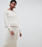 Asos Design Tall Two-piece Sweater In Wide Rib - Beige