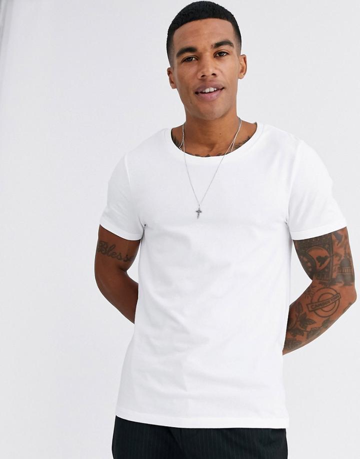 Asos Design Muscle Fit T-shirt And Scoop Neck In White