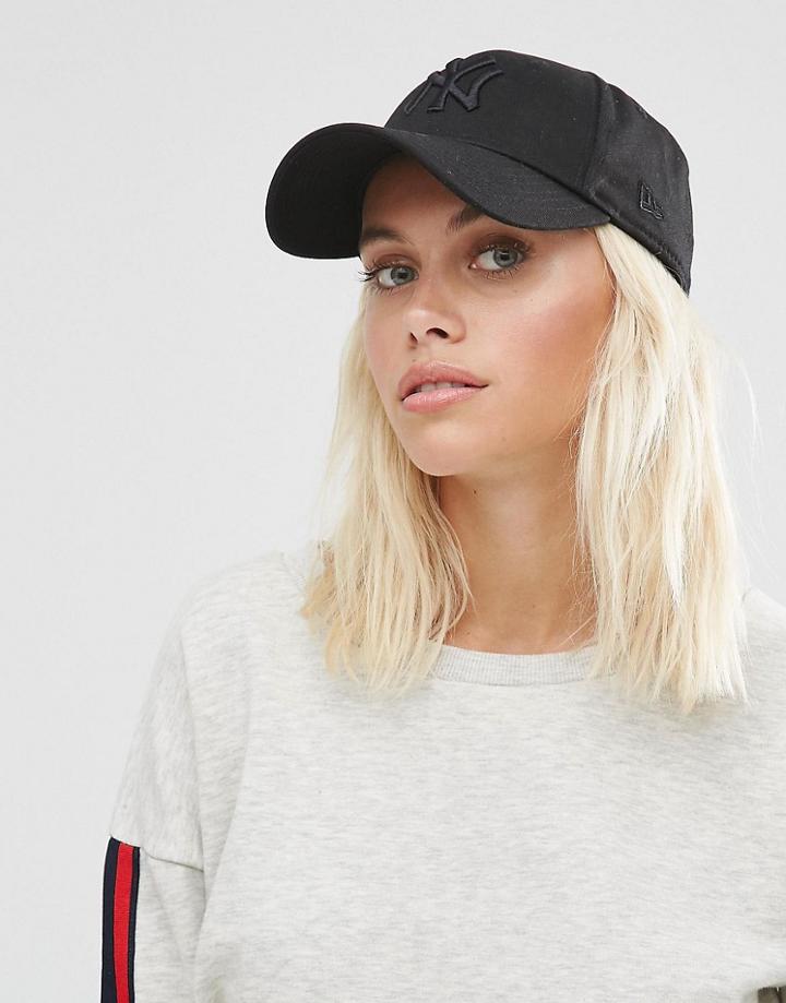 New Era 9forty Cap With Tonal Ny Logo - Black