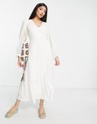 New Look Wrap Midi Dress In Off White