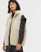 & Other Stories Borg Vest In Beige-white