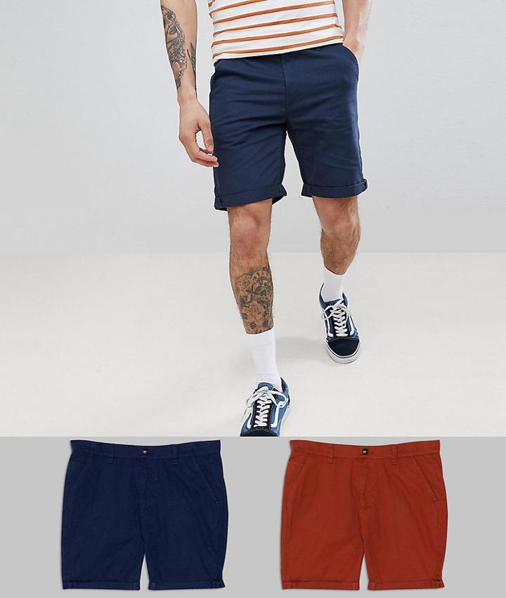 D-struct Chino Shorts 2 Pack - Red