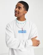 Crooked Tongues Oversized Sweatshirt With Gnome Logo Front Print In White