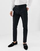 Jack & Jones Premium Tuxedo Suit Pants With Paisley Jacquard In Skinny Fit-black