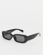 Weekday Resort Capsule Rectangle Sunglasses In Black - Black