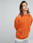 Fairplay Oversized Hoodie With Small Embroidered Chest Logo - Orange