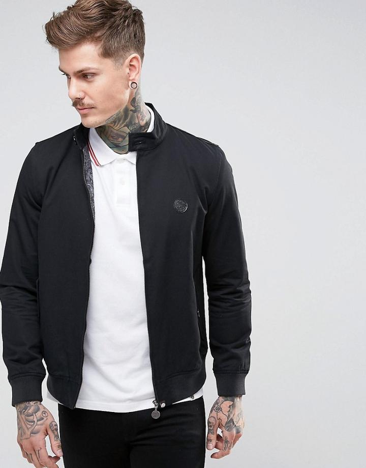 Pretty Green Newton Harrington Jacket With Paisley Lining In Black - Black