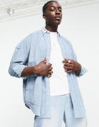Asos Design Coordinating Super Oversized Corduroy Shirt In Blue-blues