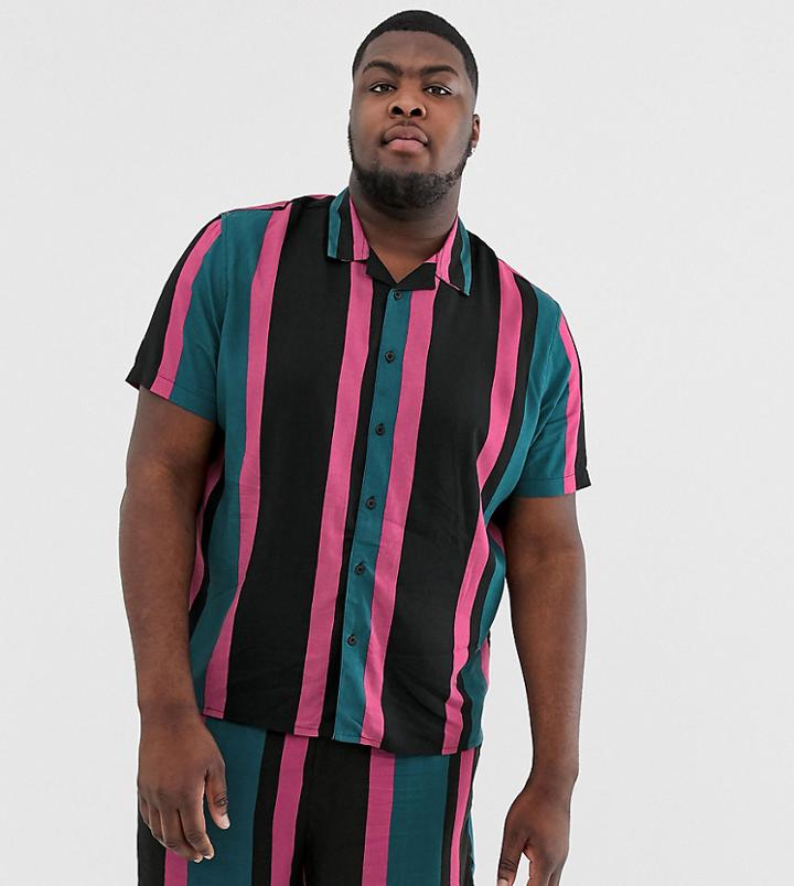 New Look Plus Two-piece Shirt In Black Stripe - Black